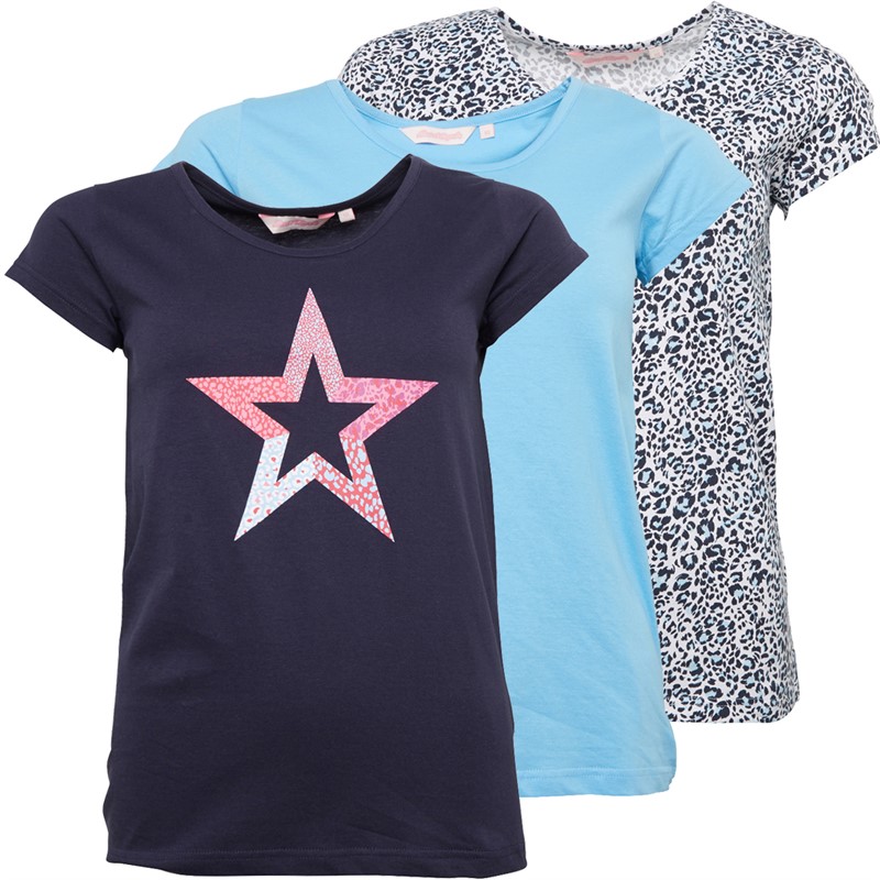 Board Angels Womens Three Pack T-Shirts Plain/Printed