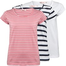 Board Angels Womens Three Pack T-Shirts Plain/Stripe