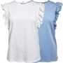 Board Angels Womens Two Pack Broderie Anglaise T-Shirts White/Light Blue