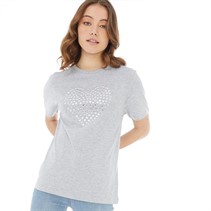 Board Angels Womens Heart T-Shirt Grey Marl