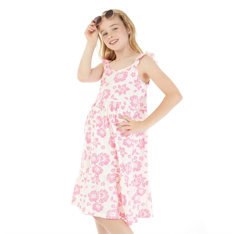 Board Angels Girls Floral Dress Pink/Ecru