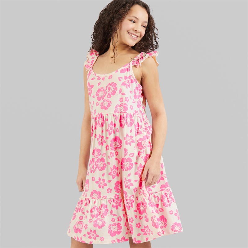 Board Angels Girls Floral Dress Pink/Ecru