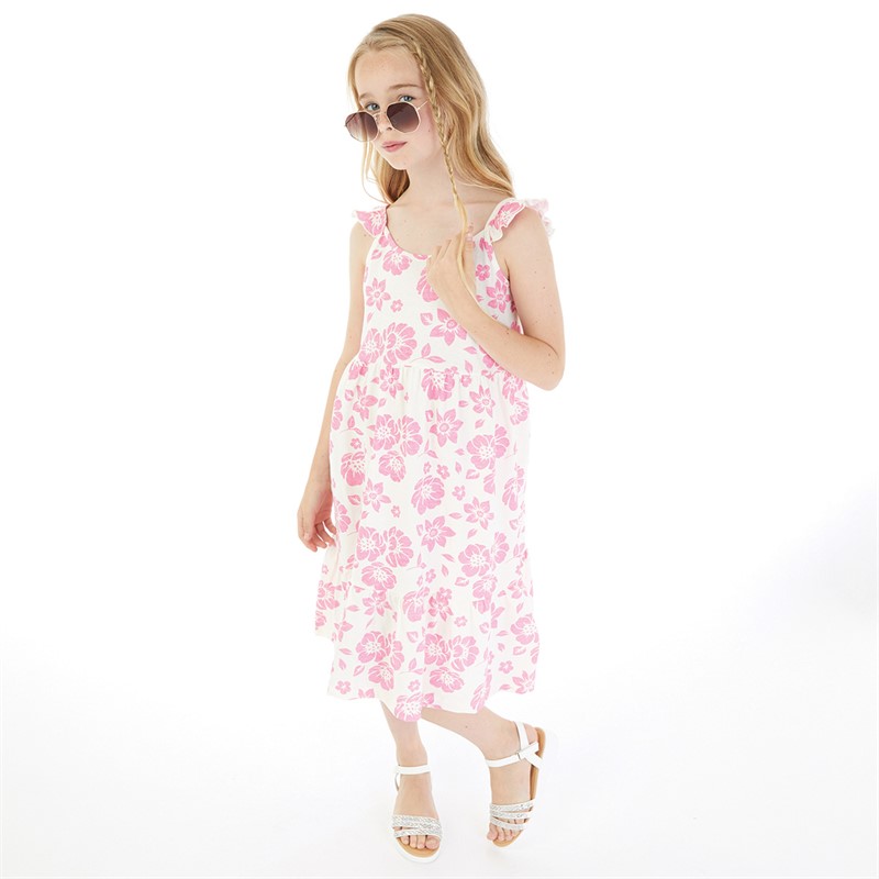 Board Angels Girls Floral Dress Pink/Ecru