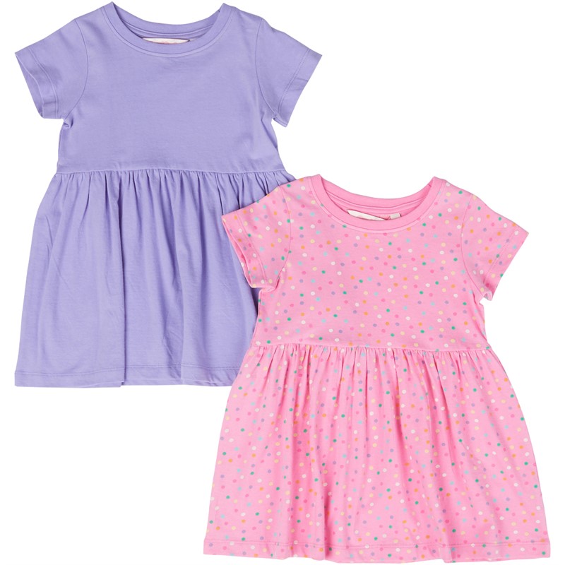 Board Angels Girls Two Pack T-Shirt Dress Lilac/Pink Spot