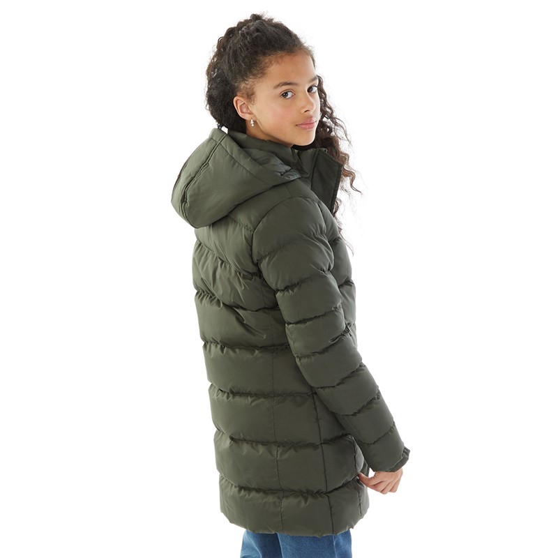 Board Angels Girls Long Puffer Jacket Khaki