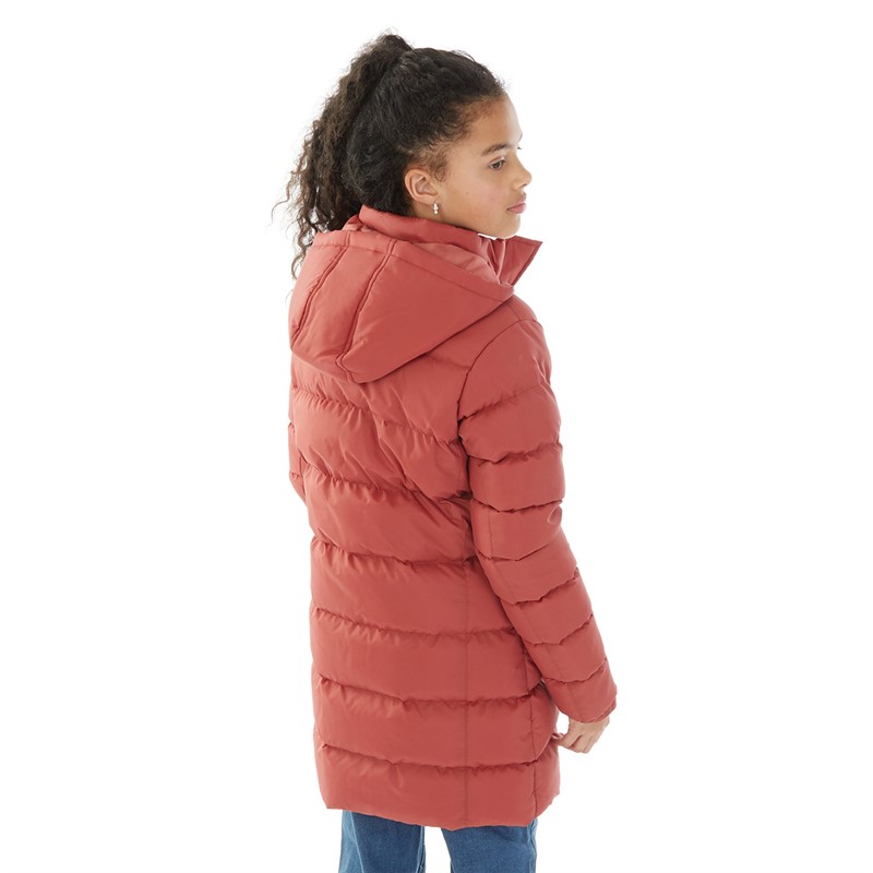 Board Angels Girls Long Puffer Jacket Rust