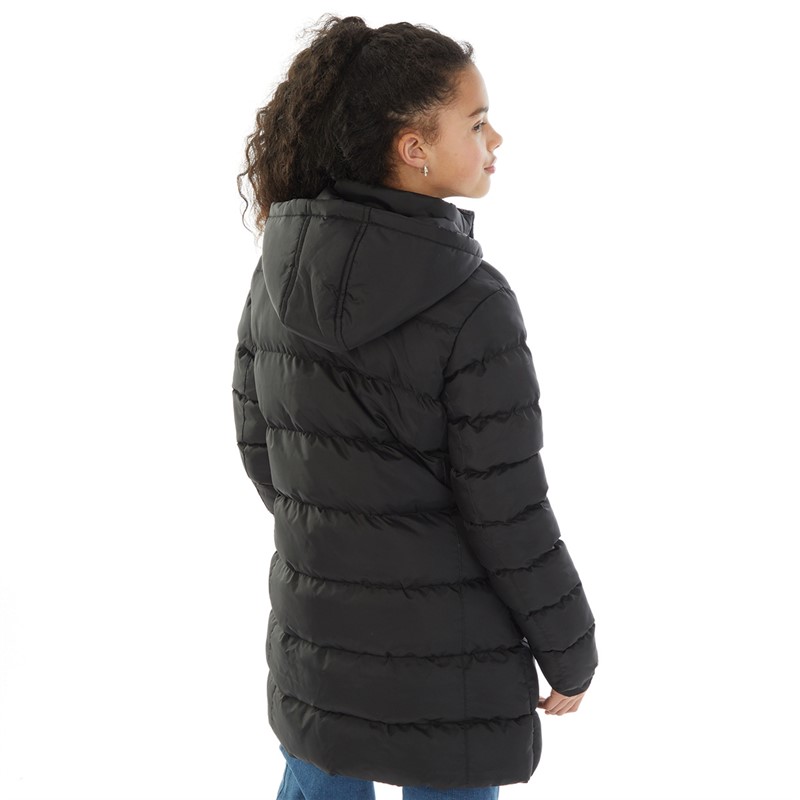 Board Angels Girls Long Puffer Jacket Black