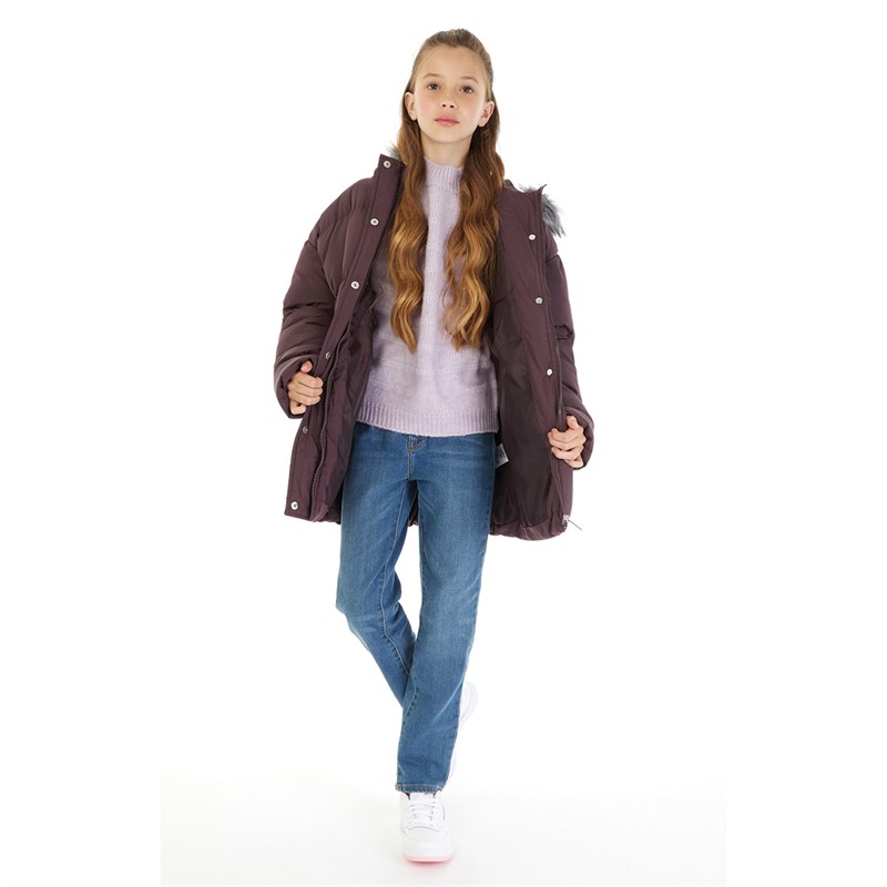 Board Angels Girls Puffer Parka Jacket Plum