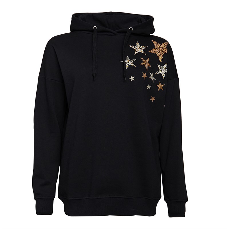 Board Angels Womens Star Print Hoodie Black