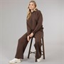 Board Angels Womens Wide Leg Joggers Hooded Tracksuit Chocolate