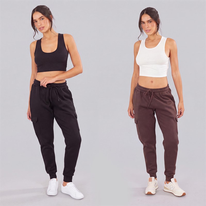 Board Angels Womens Two Pack Cargo Joggers Black/Chocolate