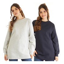 Board Angels Womens Two Pack Longline Sweatshirts Navy/Grey Marl