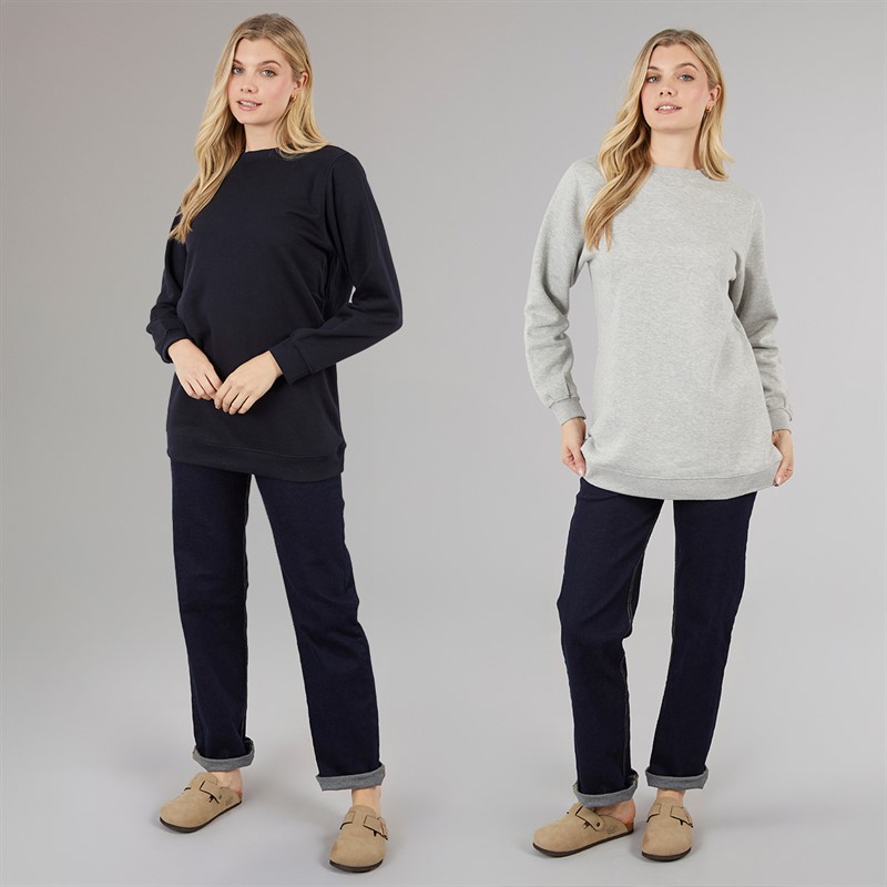 Board Angels Womens Two Pack Longline Sweatshirts Navy/Grey Marl