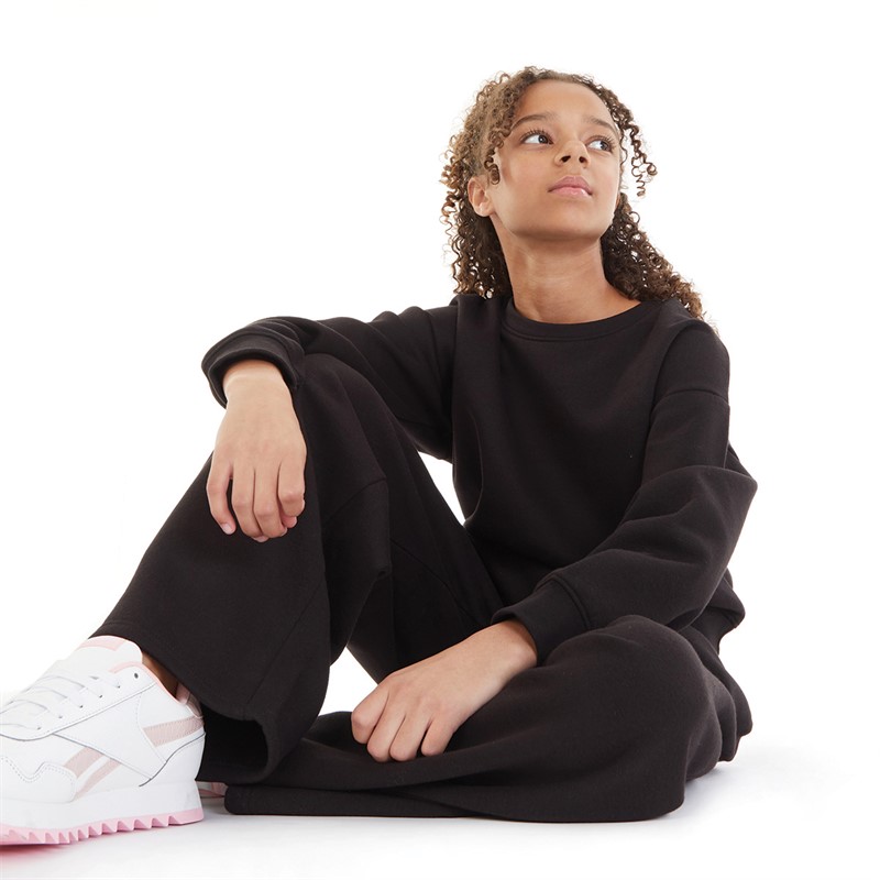 Board Angels Girls Sweatshirt Top And Wide Leg Joggers Tracksuit Black