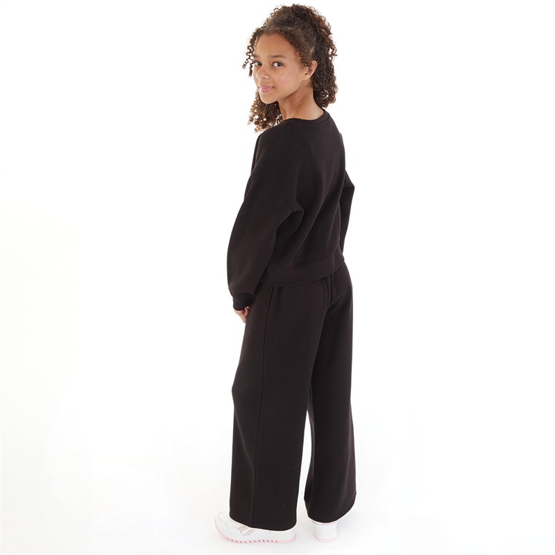 Board Angels Girls Sweatshirt Top And Wide Leg Joggers Tracksuit Black