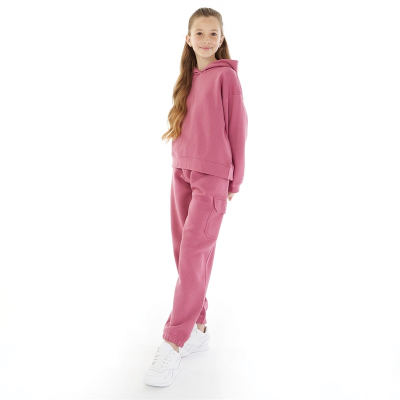 Board Angels Girls Hoodie And Cargo Joggers Tracksuit Pink/Rose Wine