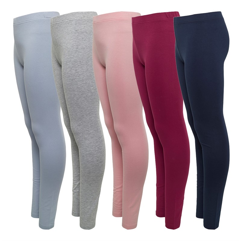 Board Angels Girls Five Pack Plain Leggings Multi