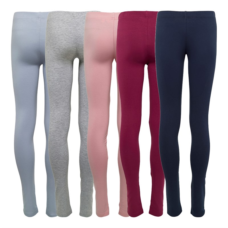 Board Angels Girls Five Pack Plain Leggings Multi