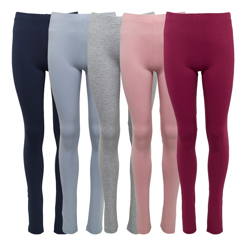 Board Angels Girls Five Pack Plain Leggings Multi