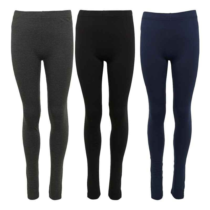 Board Angels Girls Three Pack Leggings Black/Navy/Grey