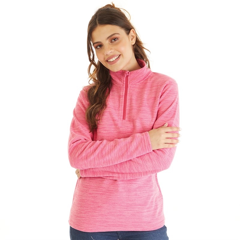 Board Angels Womens 1/4 Zip Microfleece Top Maroon/Pink