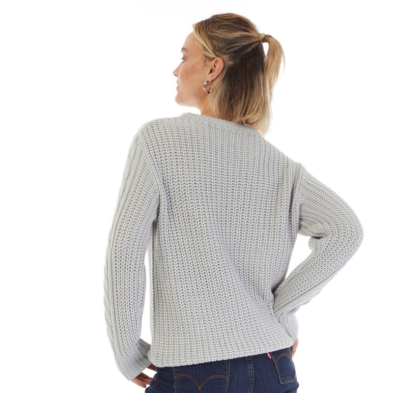 Board Angels Womens Cable Knit Sweater Grey Marl