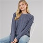 Board Angels Womens Cable Knit Sweater Denim Blue