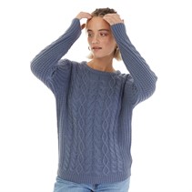 Board Angels Womens Cable Knit Sweater Denim Blue