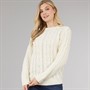Board Angels Womens Cable Knit Sweater Ecru