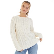 Board Angels Womens Cable Knit Sweater Ecru