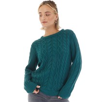 Board Angels Womens Cable Knit Sweater Green