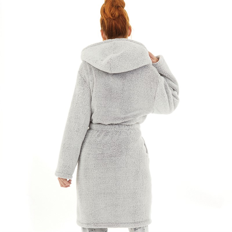 Board Angels Womens Wellsoft Hooded Robe Grey