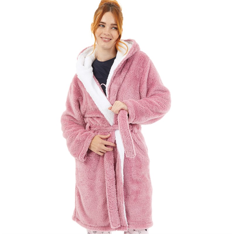 Board Angels Womens Wellsoft Hooded Robe Pink