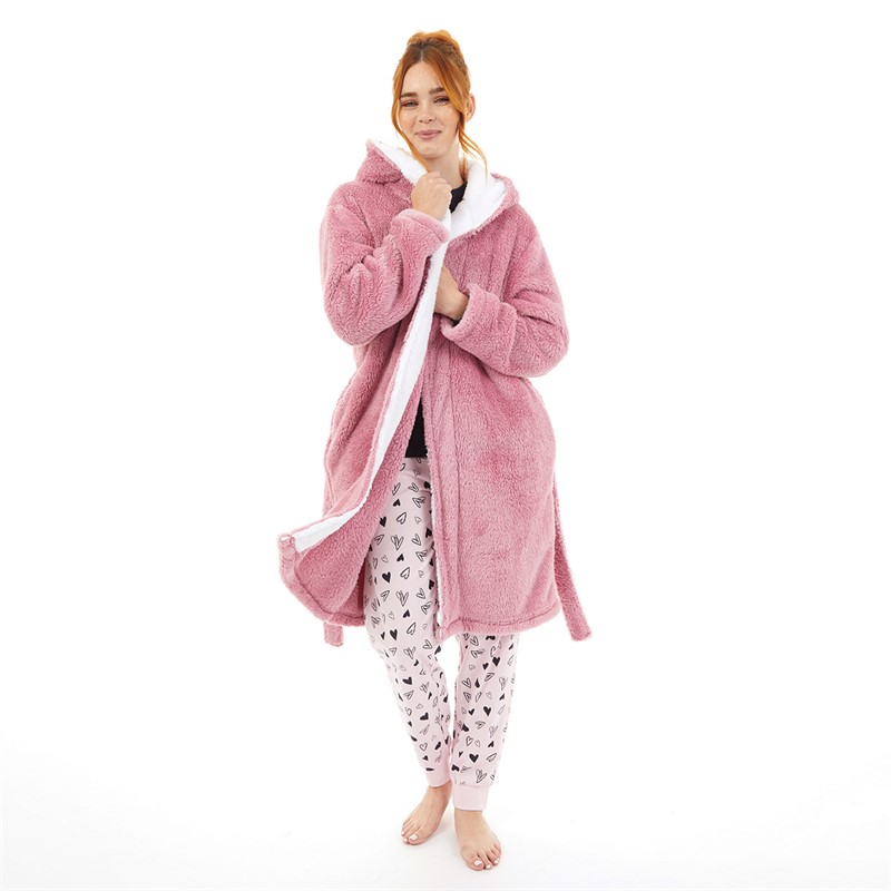 Board Angels Womens Wellsoft Hooded Robe Pink