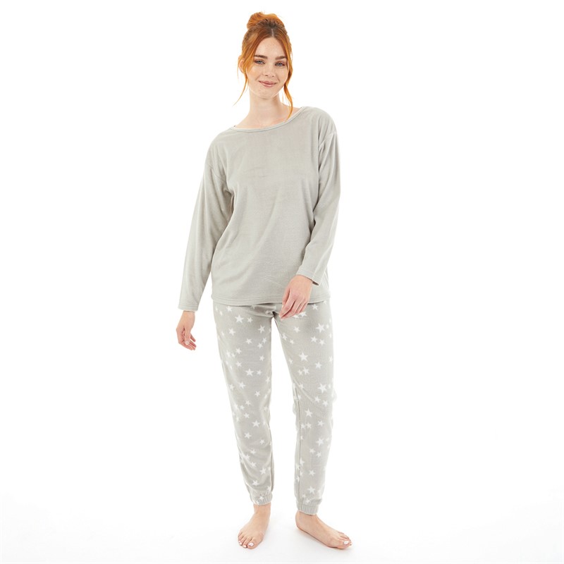 Board Angels Womens Minky Fleece Lounge Set Grey