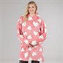 Board Angels Womens Heart Oversized Blanket Hoodie Pink/White