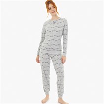 Board Angels Womens Long Sleeve Leopard Star Pyjama Set Grey/Multi Star