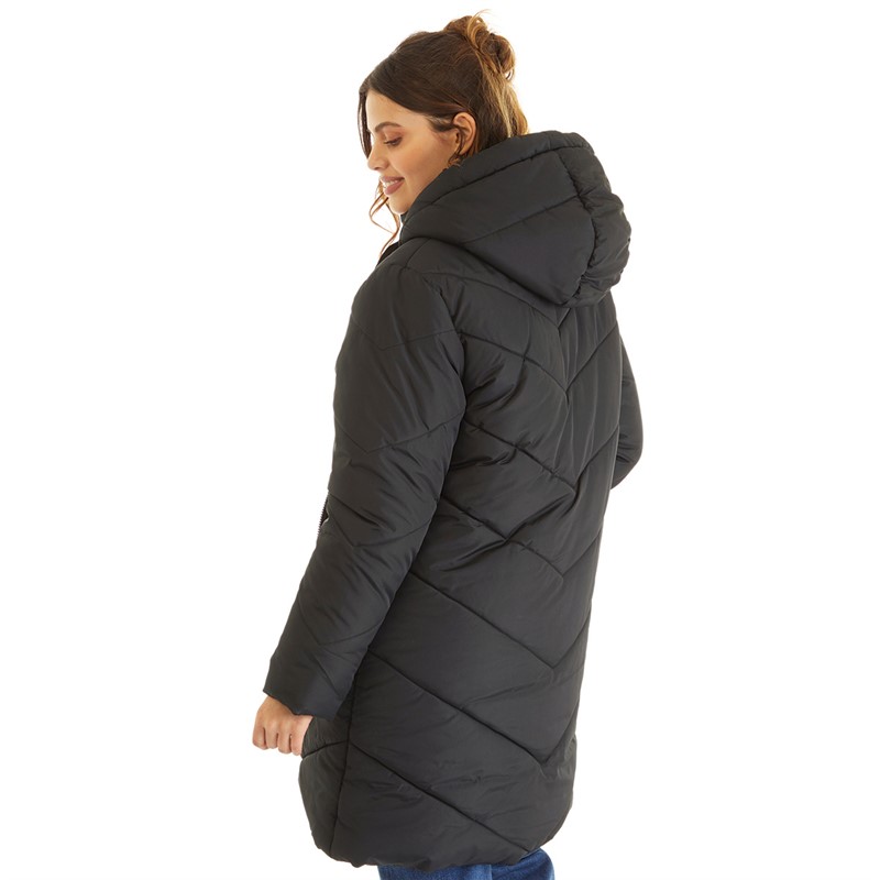 Board Angels Womens Chevron Puffer Jacket Black