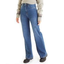 Board Angels Womens Wide Leg Jeans Mid Blue