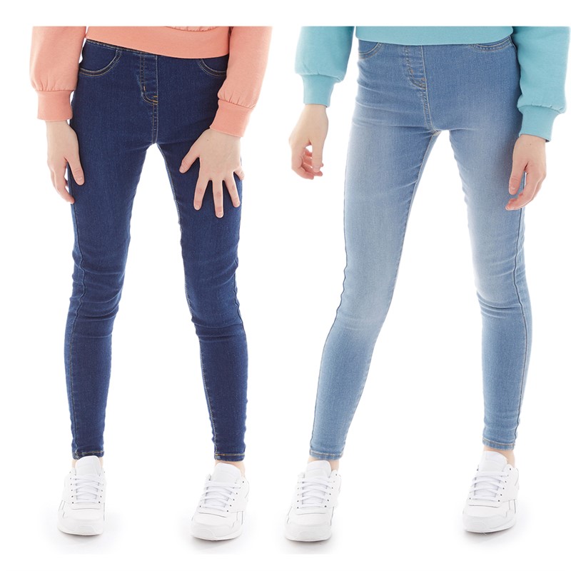 Board Angels Girls Two Pack Denim Jeggings Light Blue/Dark Blue