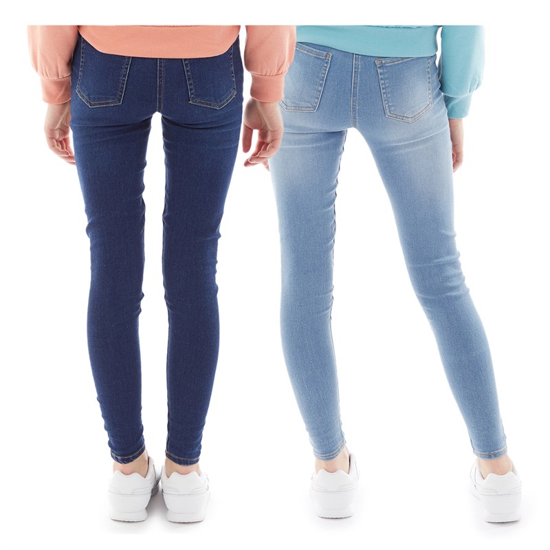 Board Angels Girls Two Pack Denim Jeggings Light Blue/Dark Blue