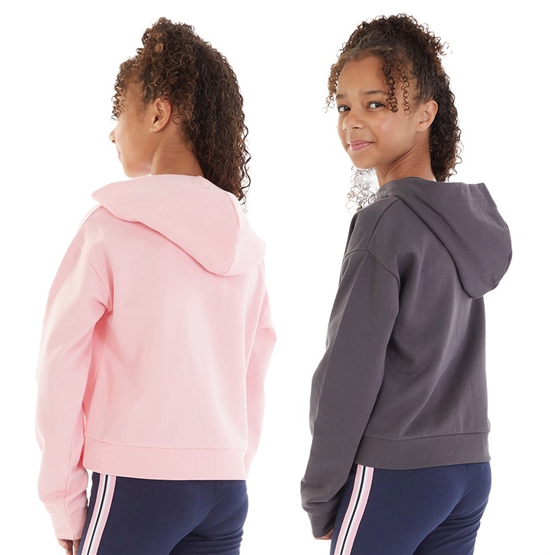 Board Angels Girls Two Pack Cropped Hoodies Pink/Charcoal