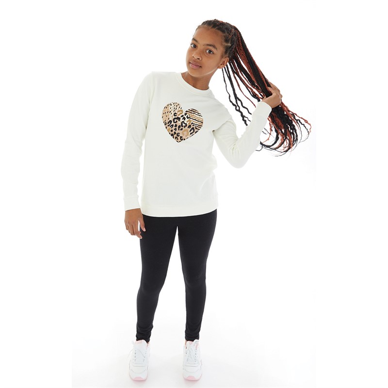 Board Angels Girls Sweatshirt And Leggings Set Beige/Black