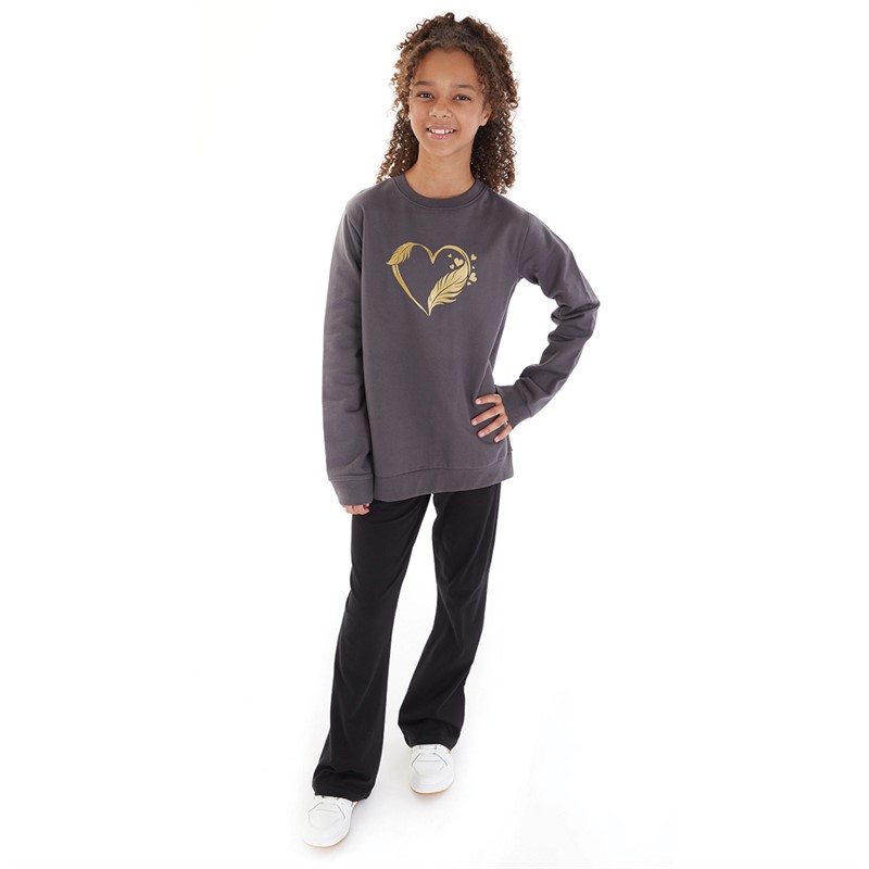 Board Angels Girls Sweatshirt And Flared Leggings Set Charcoal/Black