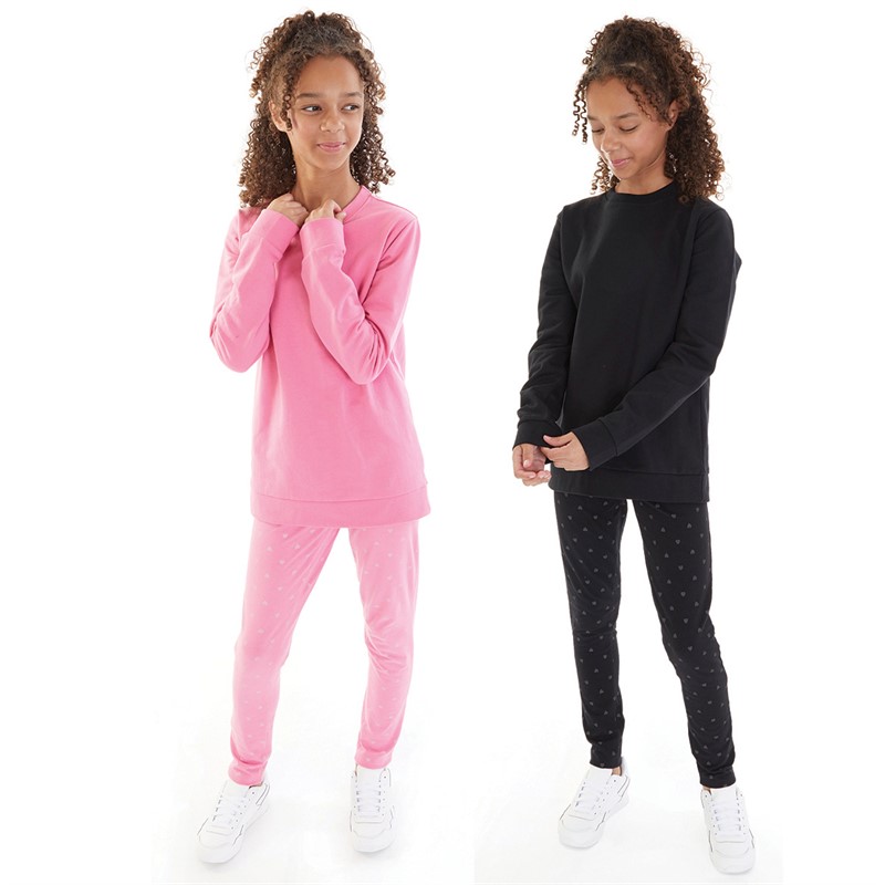 Board Angels Girls Two Pack Sweatshirts And Leggings Sets Pink/Black