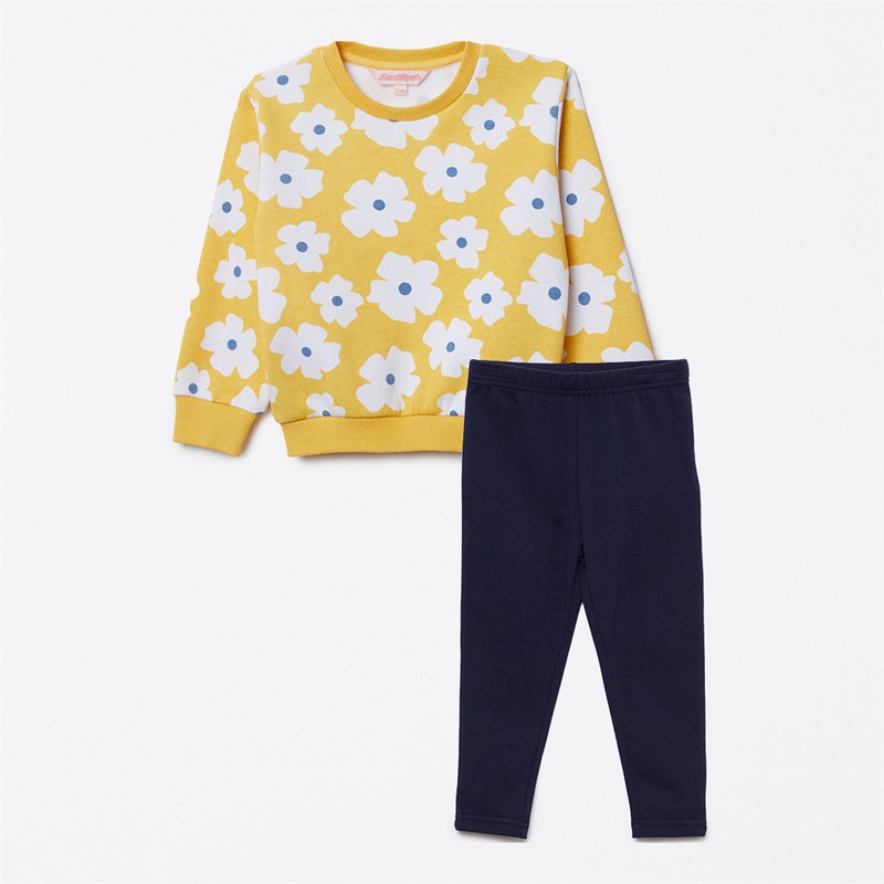 Board Angels Girls Sweatshirt And Leggings Set Mustard/Navy