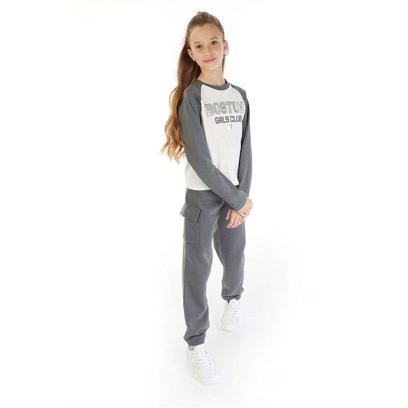 Board Angels Girls Long Sleeve T-Shirt And Joggers Set Charcoal