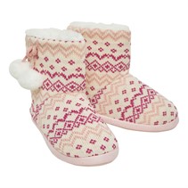 Board Angels Girls Fairisle Bootee Slippers Pink