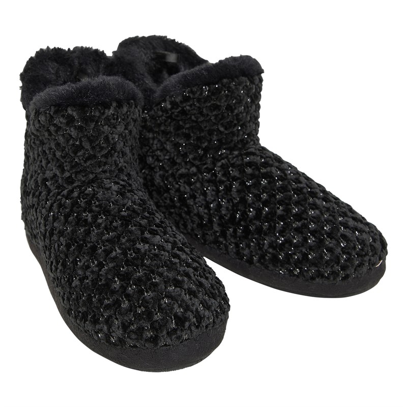 Board Angels Womens Chenille Bootee Black