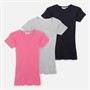 Board Angels Womens Three Pack Ribbed T-Shirts Navy/Pink/Grey Marl